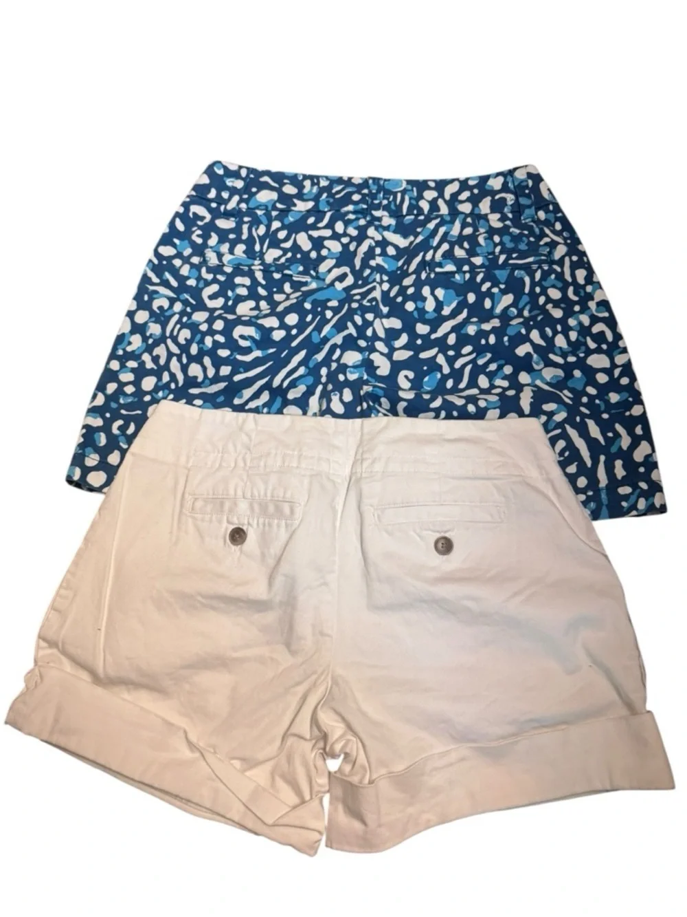BUNDLE 2 TARGET MOSSIMO Shorts Womens SZ 4 White Cuffed MERONA Blue SZ 2 EUC